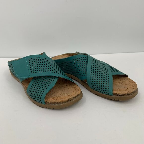 BioNatura Pamina slide comfort sandals green blue mesh criss-cross 39 8 - Picture 2 of 7